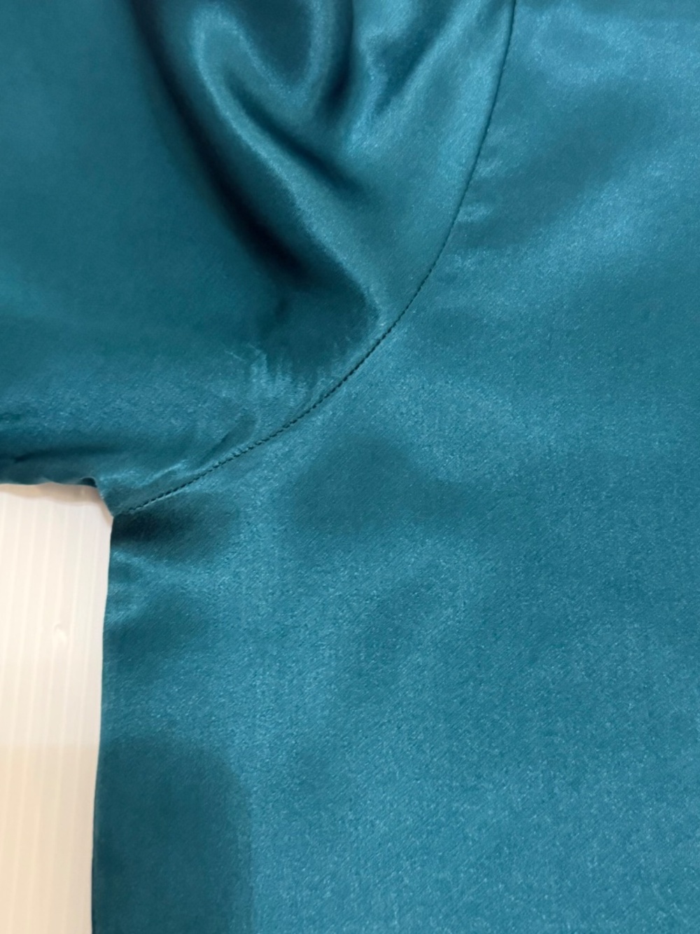 Massimo Dutti 100% Mulberry Silk Teal Satin Draped Knot Top Size 4 - Picture 9 of 12